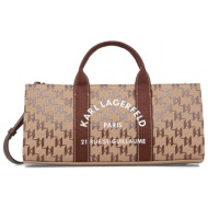 karl lagerfeld τσαντα k/rsg mono e/w magazine tote χειροσ/crossbody all over logo μπεζ-καφε