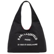karl lagerfeld τσαντα ωμου k/rsg sling hobo bag logo μαυρο