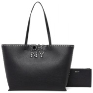 dkny τσαντα ωμου nicole tote logo τρουκς μαυρο