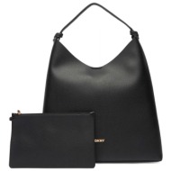 dkny τσαντα ωμου paula hobos επιπροσθετο τσαντακι logo μαυρο