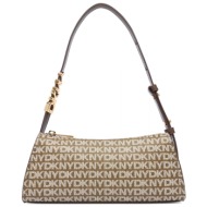 dkny τσαντα ωμου avril all over logo καφε