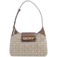 dkny τσαντα ωμου avril all over logo καφε