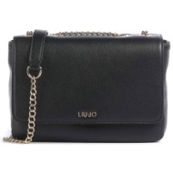liu-jo better τσαντα crossbody logo μεταλλικο μαυρο