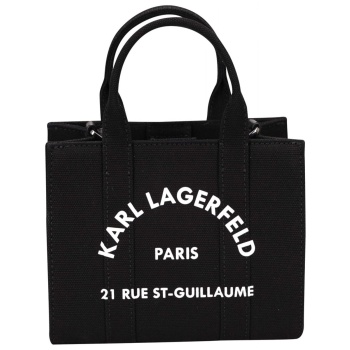 karl lagerfeld τσαντα square mini tote καμβας logo μαυρο