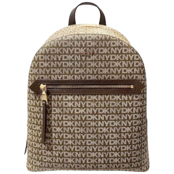 dkny τσαντα backpack bryant ave all over logo μπεζ-καφε