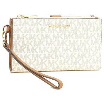 michael kors πορτοφολι jet set all over logo μπεζ/ταμπα