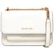 michael kors τσαντακι crossbody/ωμου claire aλυσιδα μεταλλικο logo λευκο