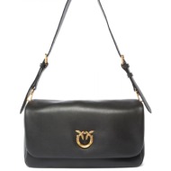 pinko τσαντα click soft baguette handle classic μαυρο