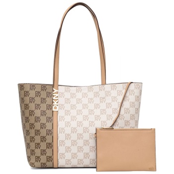 dkny τσαντα ωμου avril tote all over logo επιπροσθετο