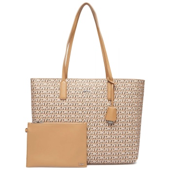 dkny τσαντα ωμου saige tote all over logo επιπροσθετο