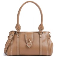 liu-jo τσαντα ωμου/crossbody corniola αποσπωμενο μπρελοκ καφε