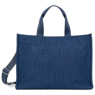 liu-jo τσαντα χειροσ/crossbody bubble tote all over logo μπλε