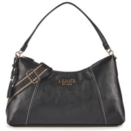 liu-jo better τσαντα ωμου/crossbody trepida hobo logo μεταλλικο μαυρο