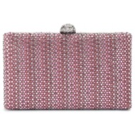 kurt geiger tσαντα crossbody/ωμου crystal kensington clutch στρας αλυσιδα logo ροζ