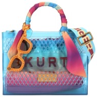 kurt geiger τσαντα ωμου/crossbody jelly sm tote bag διαφανη επιπροσθετο πουγκι logo mπλε/πολυχρωμο