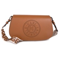 karl lagerfeld τσαντα δερμα crossbody k/circle saddle cb perforated logo ταμπα