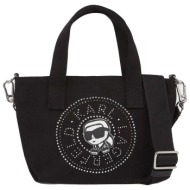 karl lagerfeld τσαντα χειροσ/crossbody ikon circle rh sm shopper logo στρας μαυρο