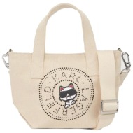 karl lagerfeld τσαντα χειροσ/crossbody ikon choup rh sm shopper logo εκρου