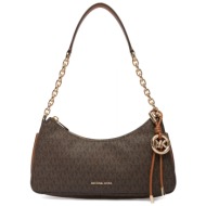 michael kors τσαντακι ωμου nolita metaλλικο logo καφε/ταμπα