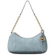 michael kors τσαντακι ωμου nolita metaλλικο logo γαλαζιο