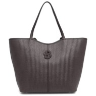 boss τσαντα ωμου anett new big tote w logo σκουρο καφε