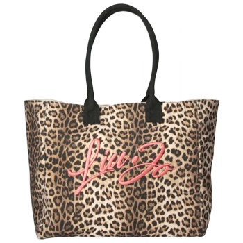liu-jo τσαντα ωμου tote beachwear leopard print logo