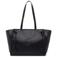 liu-jo τσαντα ωμου shopper logo μαυρο