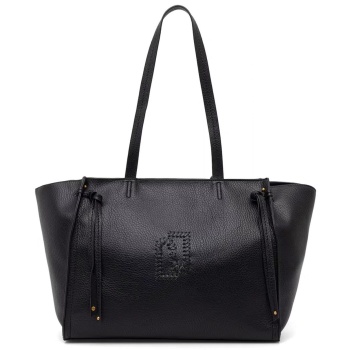 liu-jo τσαντα ωμου shopper logo μαυρο