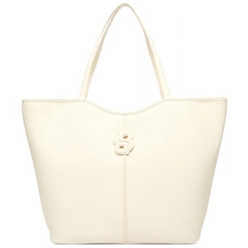 boss τσαντα ωμου anett new big tote w logo εκρου