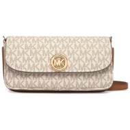 michael kors τσαντακι crossbody/ωμου nolita αll over logo μπεζ/ταμπα