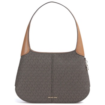 michael kors τσαντα ωμου alice all over logo καφε/ταμπα