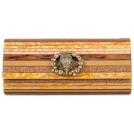 kurt geiger τσαντα crossbody/ωμου party eagle long clutch αλυσιδα logo metaλλικα χρωματα μπρονζε