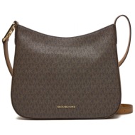 michael kors τσαντα crossbody/ωμου kensington all over logo καφε/ταμπα