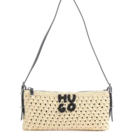 hugo τσαντα ωμου ψαθα neeko cr_hobo logo εκρου