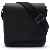 lacoste τσαντακι flap crossover bag logo μαυρο