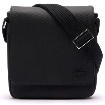 lacoste τσαντακι flap crossover bag logo μαυρο