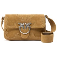 pinko τσαντα love one slouchy classic mezzo baccello suede καφε anoiχτο