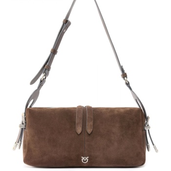 pinko τσαντα 24 classic suede kaφε σκουρο
