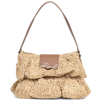 karl lagerfeld τσαντα ωμου k/signature fl shb raffia ruff