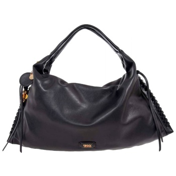 dkny τσαντα χειρος rocco lg hobo logo μαυρο-χρυσο