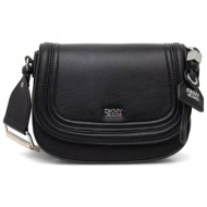 dkny τσαντα crossbody/ωμου νια logo μαυρο-ασημι