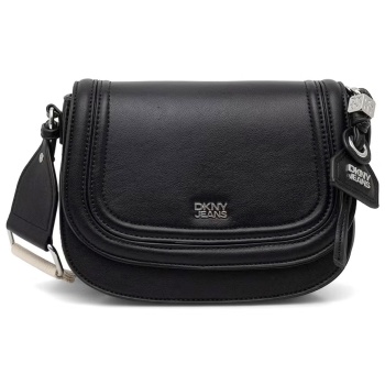 dkny τσαντα crossbody/ωμου νια logo μαυρο-ασημι