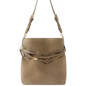 pinko τσαντα bucket belt classic suede καφε