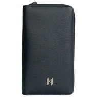 karl lagerfeld πορτοφολι double zip logo μαυρο