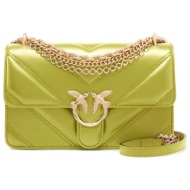 pinko τσαντα love one mini tripla catena πρασινο