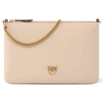 pinko φακελος flat classic vitello seta μπεζ - antique gold
