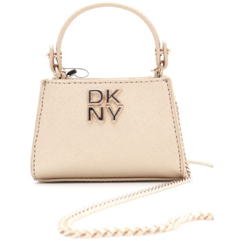 dkny τσαντακι χειροσ/crossbody δερμα logo μεταλλικο χρυσο σε προσφορά