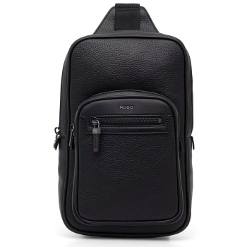 hugo τσαντακι crossbody huke_monostrap logo μεταλλικο μαυρο