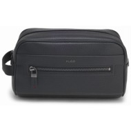 hugo τσαντακι χειρος huke_washbag logo μεταλλικο μαυρο