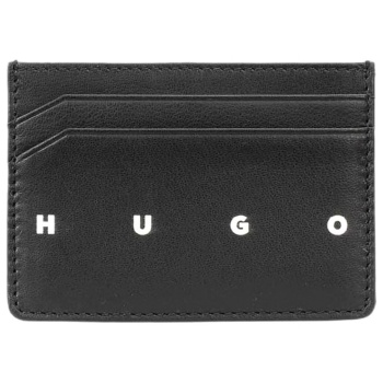 hugo θηκη καρτων rehx_cardcase δερμα logo μαυρο